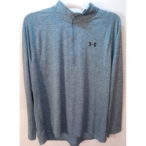Men's Under Armour Loose 1/2 Zip Long Sleeve Shirt, XXL, Heat Gear, Blue